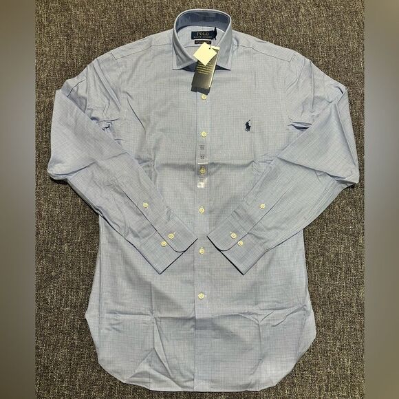 Ralph Lauren Blue Dress Shirt with Classic Point Collar - Picture 1 of 5